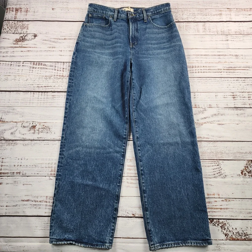 Madewell Perfect Vintage Wide Leg Jeans Womens 29 Concho Wash Stretch Denim